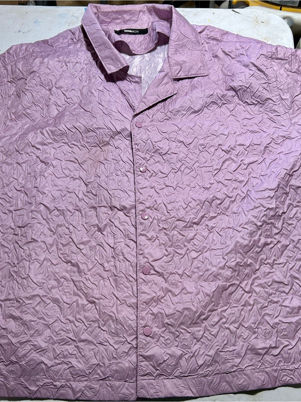 Wrinkled Lavender Button-Up Shirt XL NOVA MEN